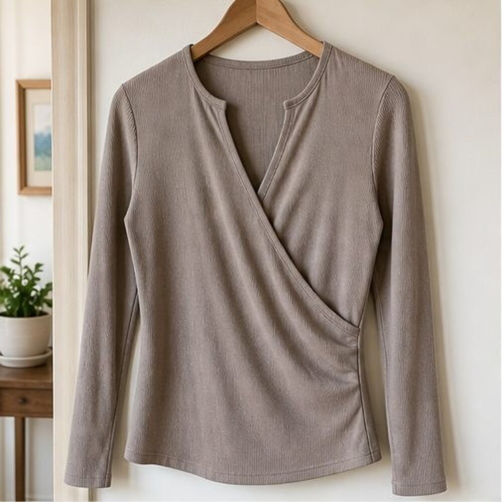 Taupe Wrap Blouse